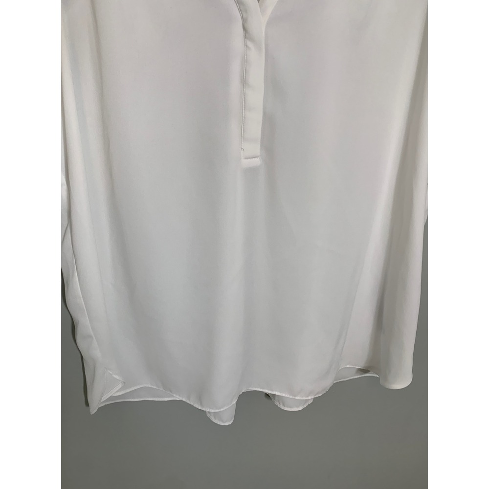 NYDJ Sleeveless Blouse Women Large White V-Neck Pleated Shoulder Shell Top - Picture 5 of 11